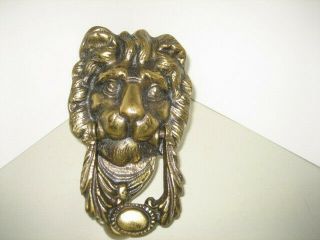 Antique Vintage Solid Brass Door Knocker Lions Head