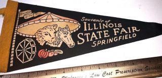 Felt Pennant Souvenir Flag 12 " Illinois State Fair Springfield Vintage