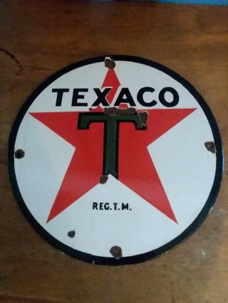 Vintage Texaco Porcelain Sign,  For Wear Signs 12 
