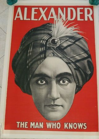 Vintage Alexander " The Man Who Knows " Magician Poster