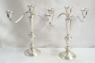 925 Sterling Silver Weighted 3 Arm Candelabras Gorham Co Art Deco Style
