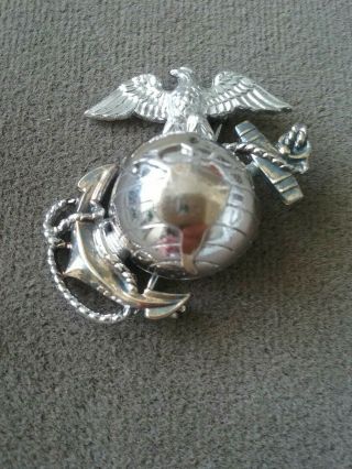 Sterling Usmc Officer Ega Eagle Globe Anchor Wwii Korea Dress Emblem Marines
