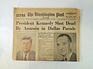 Washington Post Nov 22 1963 President Kennedy Assassination JFK Shot Newspaper 2