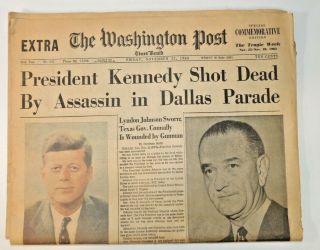 Washington Post Nov 22 1963 President Kennedy Assassination JFK Shot Newspaper 3