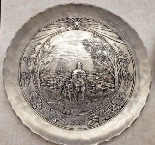 Wendell August Hand Wrought Pewter Plate Vintage 1972 Landing Of The Pilgrims