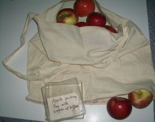 Vtg Handmade Feedsack Cotton Orchard Apple Fruit Picking Bag Shoulder Strap