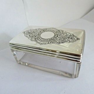 Antique Silver Hm 1839 Silver Top And Glass Base Soap Box Pierced Design