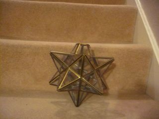 A Vintage Star Glass And Brass Light Shade An Outstanding Piece