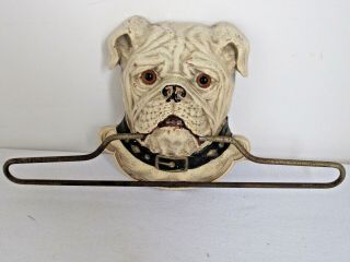 Vintage Syroco Wood Bulldog Glass Eyes Man 