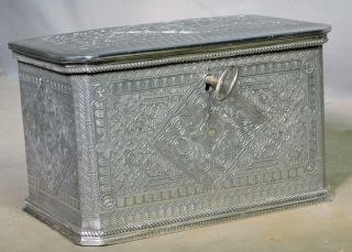 Antique Edwardian Silver Plate Tea Caddy Turkish Revival Aesthetic Jewelry Box