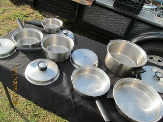 Vintage Amway Queen 18/8 Stainless Steel Multi - Ply Parts & Piece Pots & Pan Set