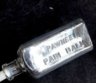 Pawnee Pain Balm Bottle 4.  75” Vtg Apothecary Pharmacy Drug Oklahoma Applied Top