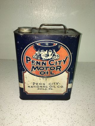 2 Gallons Penn City Motor Oil Tin Usa Antique