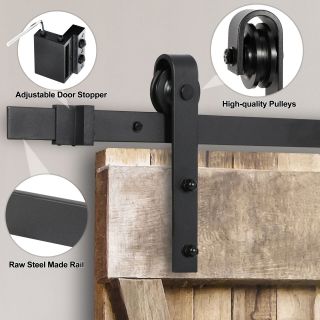 6.  6 FT Sliding Barn Wood Door Basic Sliding Track Hardware Kit Modern Hang Style 3