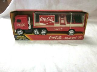 Vtg.  1985 Buddy L Metal Coca Cola Delivery Truck Tractor Trailer W/bottle Cases