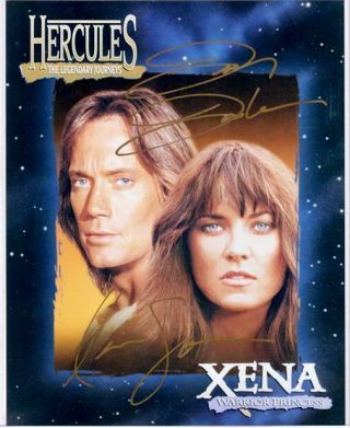 Xena & Hercules - Lucy Lawless & Kevin Sorbo Signed Autograph 8x10 Photo,