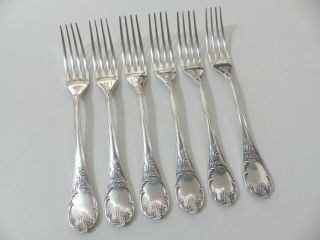 Set Of 6 Christofle " Marly " Silver Plate Dinner Forks 8 ".  20,  5 Cm (set 2)