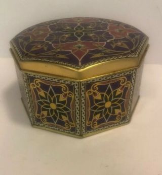 Meister Octagon Tin - Pink / Purple With Gold Trim - Made In Brazil - Vintage