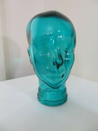 Hard To Find Blue - Green Glass Mannequin Head 11 Inch Heavy