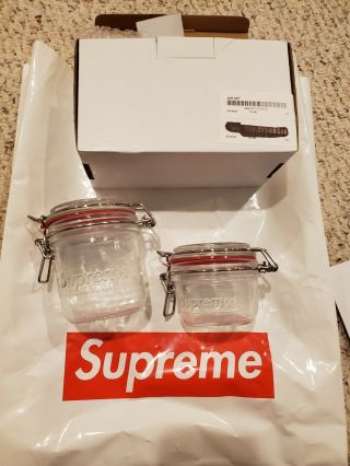 Supreme Jar Set (set Of 2) Box Logo Clear Glass Ss18 Mason Jars
