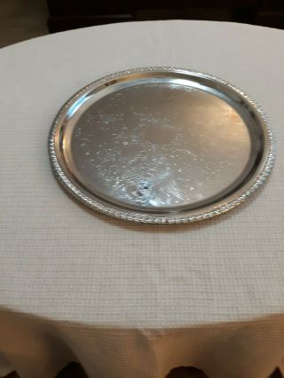 Irvinware Chrome Plated 12 Inch Round Serving Tray,  Vintage -.