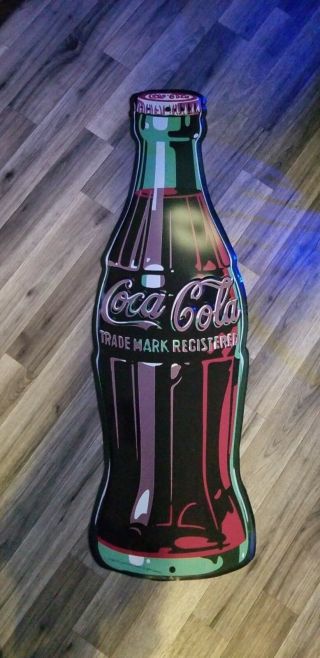 Rare Vintage Coca - Cola Metal Contour Bottle Sign Tm Registered And Bottle Patent
