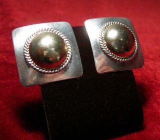 14k Yellow Gold And Sterling Silver Clip Earrings By Artie Yellowhorse