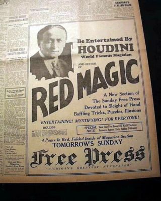 Harry Houdini Escape Artist Magician Games Puzzles Advertisements 1924 Newspaper
