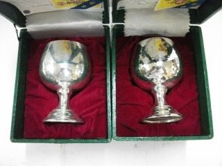 Japanese Antique Silver970 2 Glass Cups.  143g/5.  03oz.