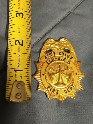 Vintage Elmandorf A.  F.  B Assistant Chief Fire Department Hat Pin Badge Obsolete