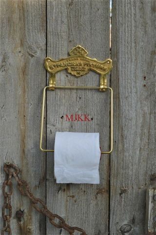 Antique Solid Brass St.  Pancras Fixture Toilet Roll Holder Wall Mounted Sbp