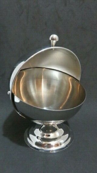 Bonjour Chrome Swivel Top Art Deco Style Orb Shape Pedestal Dish Bowl