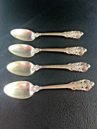 Set/4 Wallace Grand Baroque Sterling Silver Demitasse Spoons