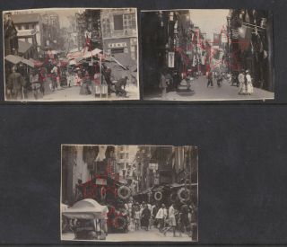Three Old Photos Of Hong Kong C1928 - Busy Street Scenes