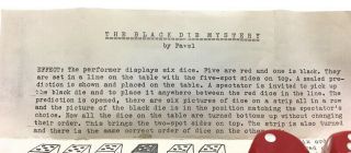 Vintage Pavel Black Die Mystery Magic Trick - 6 Dice Mentalist / Mentalism Trick