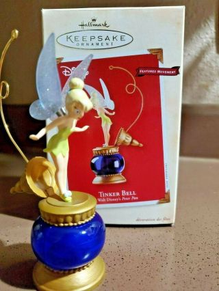 2002 Hallmark Keepsak Disney Tinker Bell Christmas Ornament.  Features Movements
