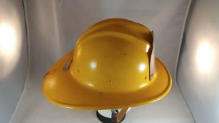 Vintage E.  D.  Bullard Yellow Fire Fighter Helmet Hard Boiled Hat Fiberglass