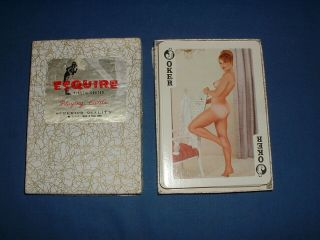 Hong Kong Set Of Large Novelty Esquire Plastic Coated Nude Playing Cards,  Box