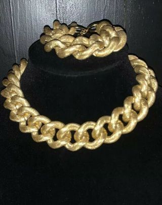 Erwin Pearl Large Chunky Gold Plated Chain Statement Necklace Choker & Bracelet
