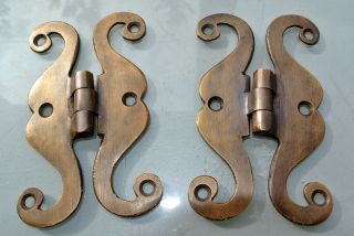 2 Small Snake Hinge Old Aged Style Solid Brass Kitchens Antiques Doors 4 "