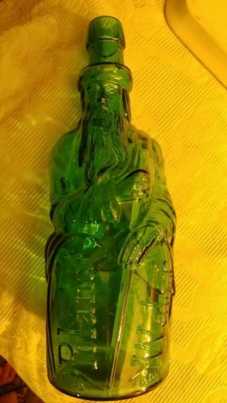 Green Poland Spring Water Hiram Ricker Moses Figural Bottle 11.  5 " Tall