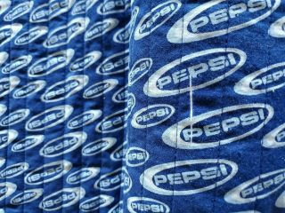 VTG Pepsi Cola Picnic Blanket Throw Quilt Quilted Roll White Blue 66x72 3