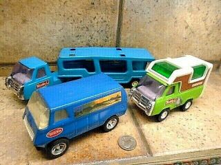 Tonka Mini California Mural Van,  Car Transport & Buddy L Camper Pressed Steel