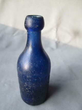 Cobalt " John Ryan Excelsior Mineral Water " Bottle,  Savannah,  Ga