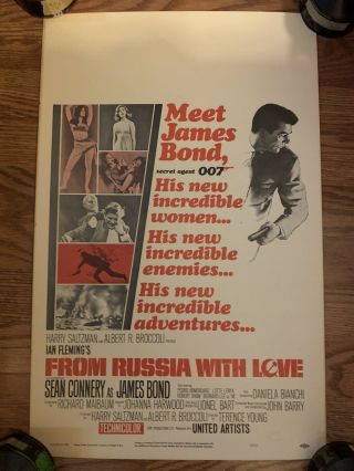 James Bond 007 From Russia With Love 14 X 22 Poster Vintage
