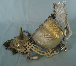 Imperial Russian Fraget Warsaw Polish Silver Plated Icon Lamp