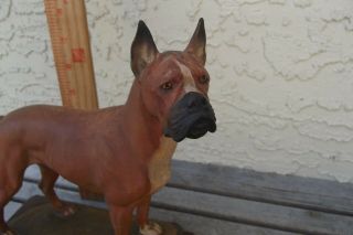 Vtg Anri Italy Wood Carved Boxer Dog Figure Signed H Diller Gc