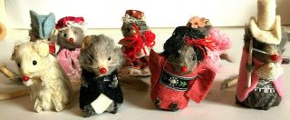 8 Miniature Fur Mice Little Mouse Factory,  Fur Toys West Germany