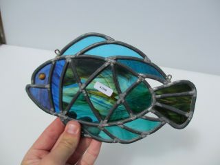 Stained Glass Window Hanger Leaded Panel Fish