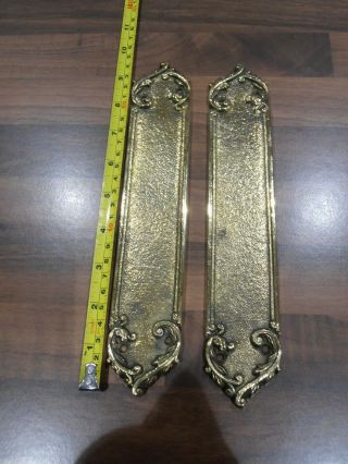 Art Nouveau Antique Style Heavy Solid Brass 9 " Door Plates
